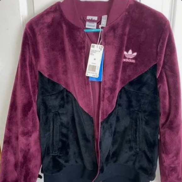 NWOT adidas fur chevron bomber jacket - Picture 3 of 3
